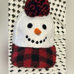 2023 holiday time Christmas snowman Sherpa adjustable strap back hat NWOT